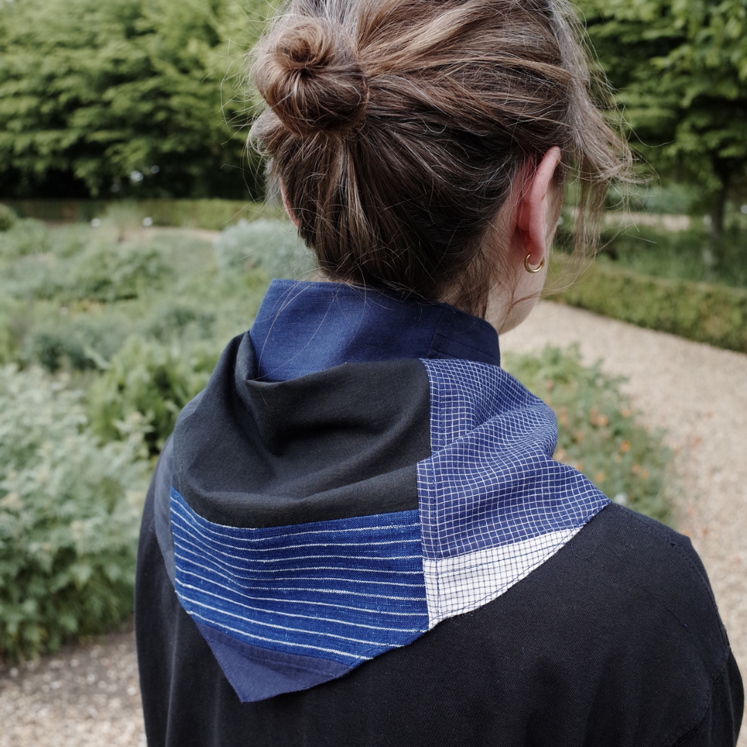 Patchwork Scarf No.08. Indigo Blues. Triangle.