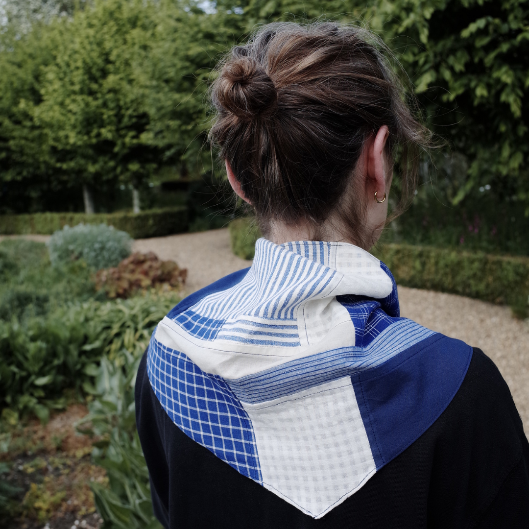 Patchwork Scarf No.06. Cornflower Blues. Triangle.