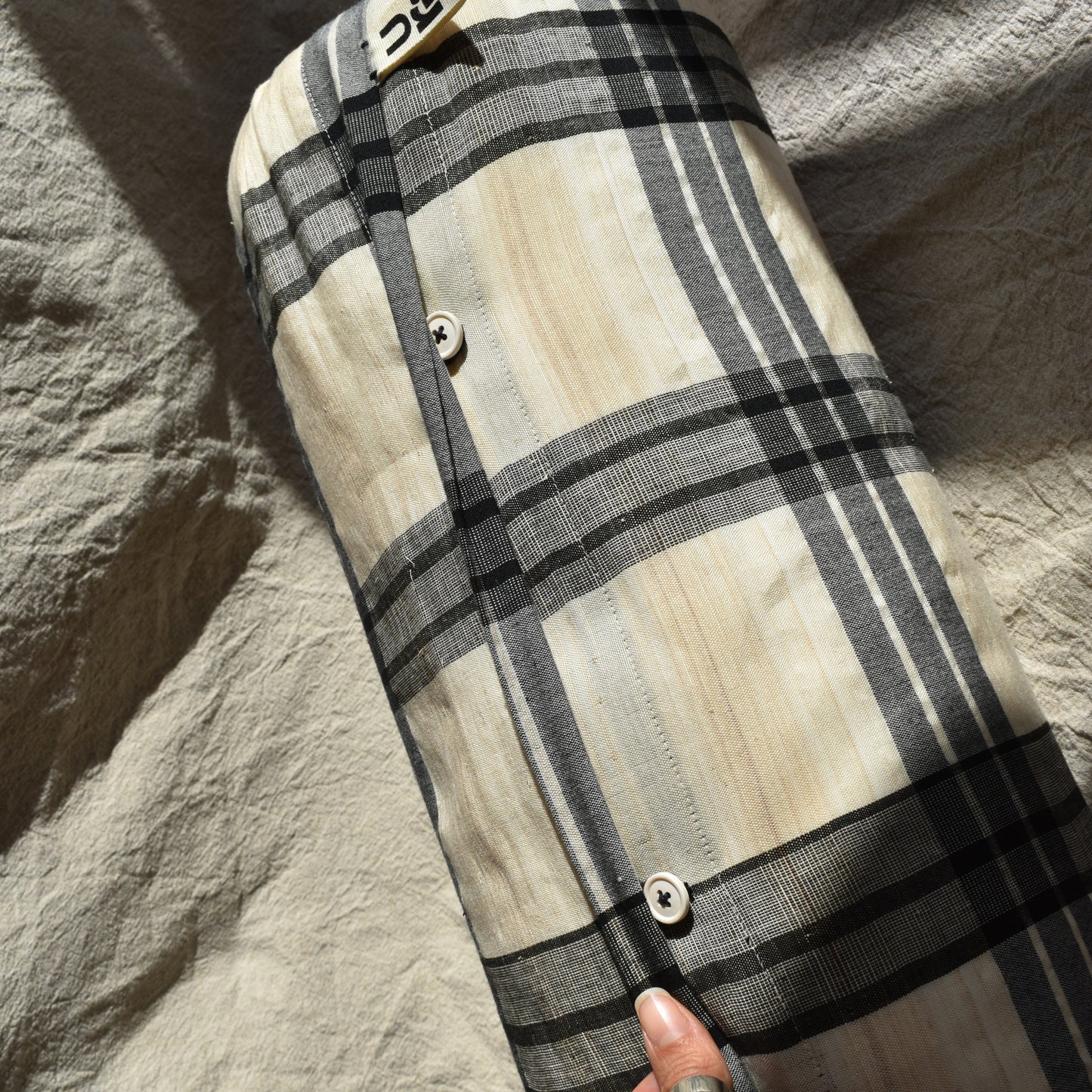 HANDWOVEN ABACA & PINEAPPLE PLAID  BOLSTER