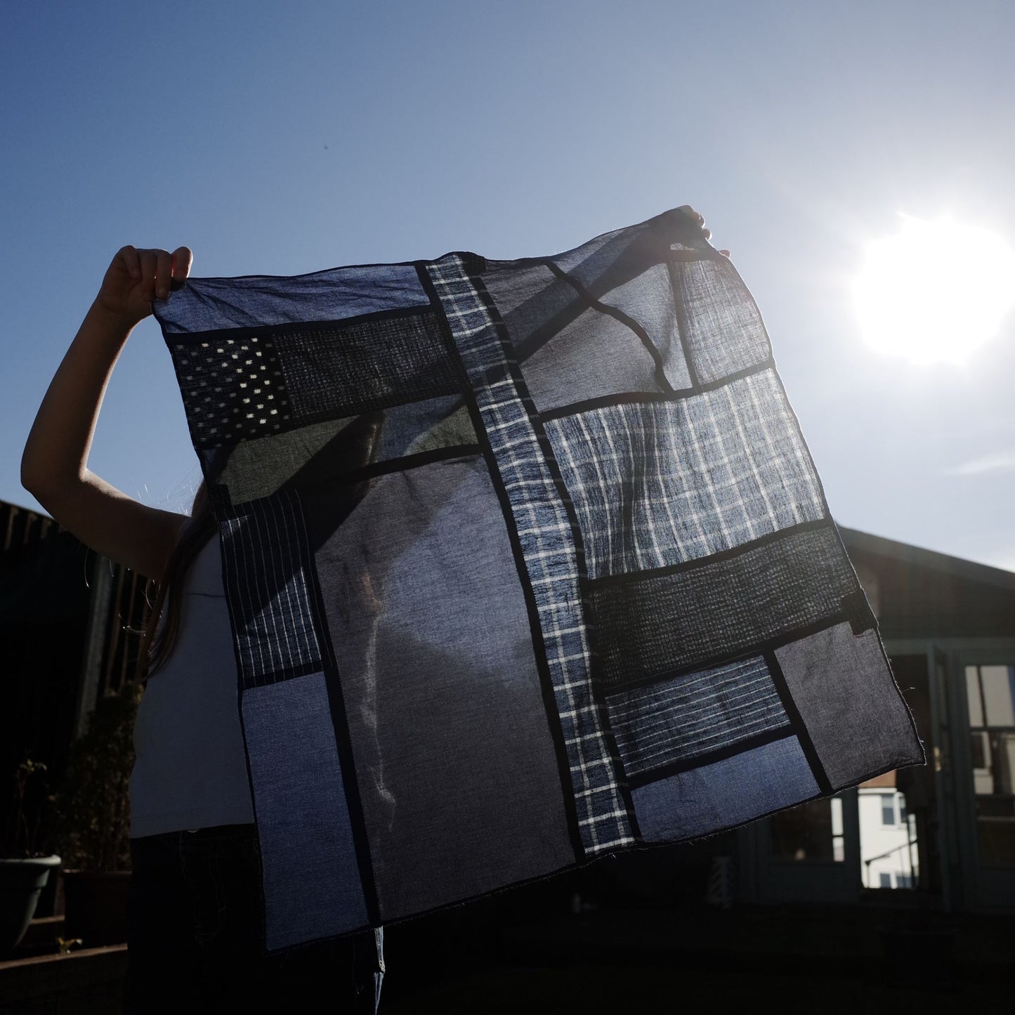 Patchwork Scarf - Indigo Cotton