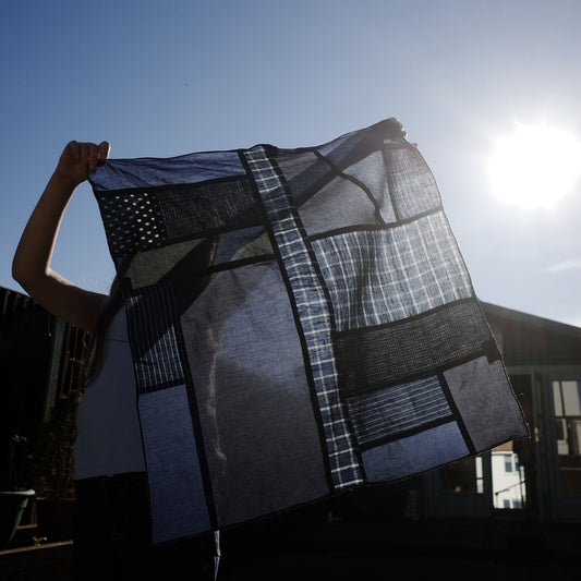Patchwork Scarf - Indigo Cotton