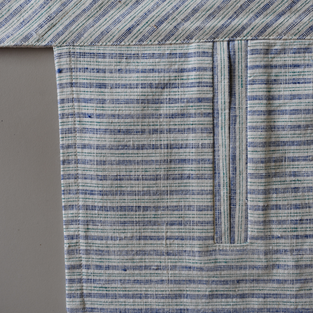 Makers Wrap. No.01. Small. Cornflower Blue & Green. Stripe.