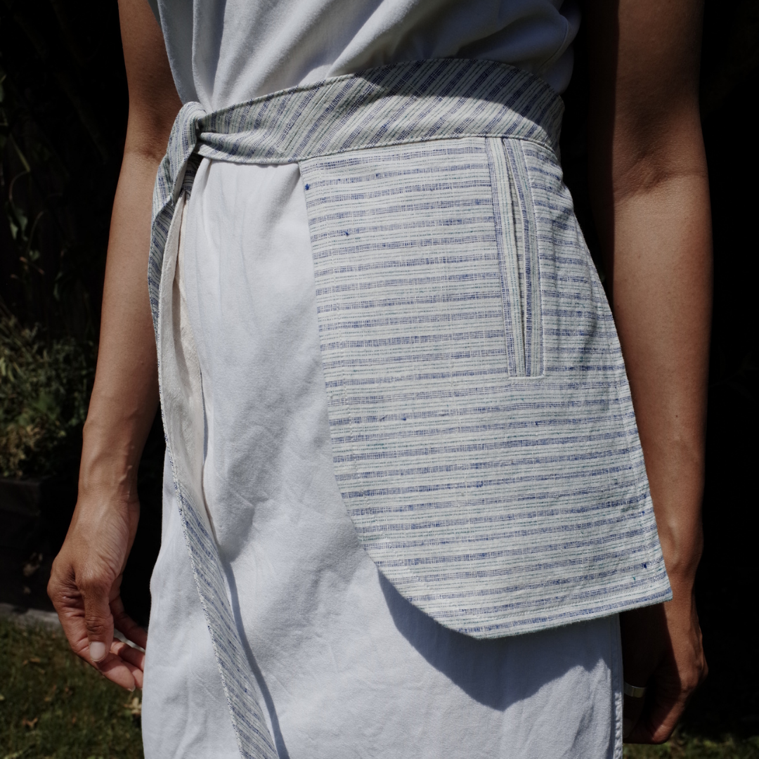 Makers Wrap. No.01. Small. Cornflower Blue & Green. Stripe.
