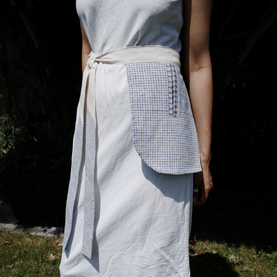 Makers Wrap. No.02. Small. Vintage Blue Handloom. Check.