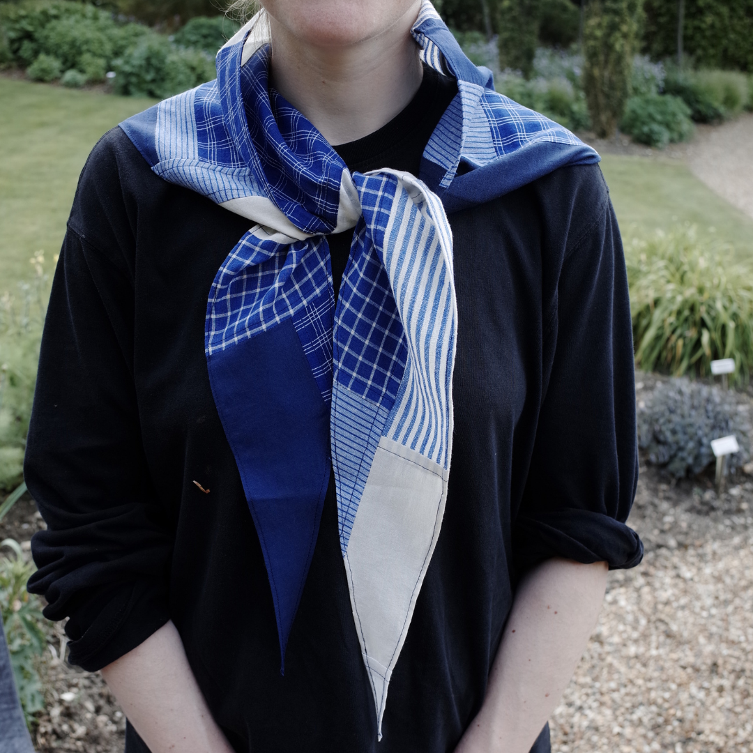 Patchwork Scarf No.06. Cornflower Blues. Triangle.