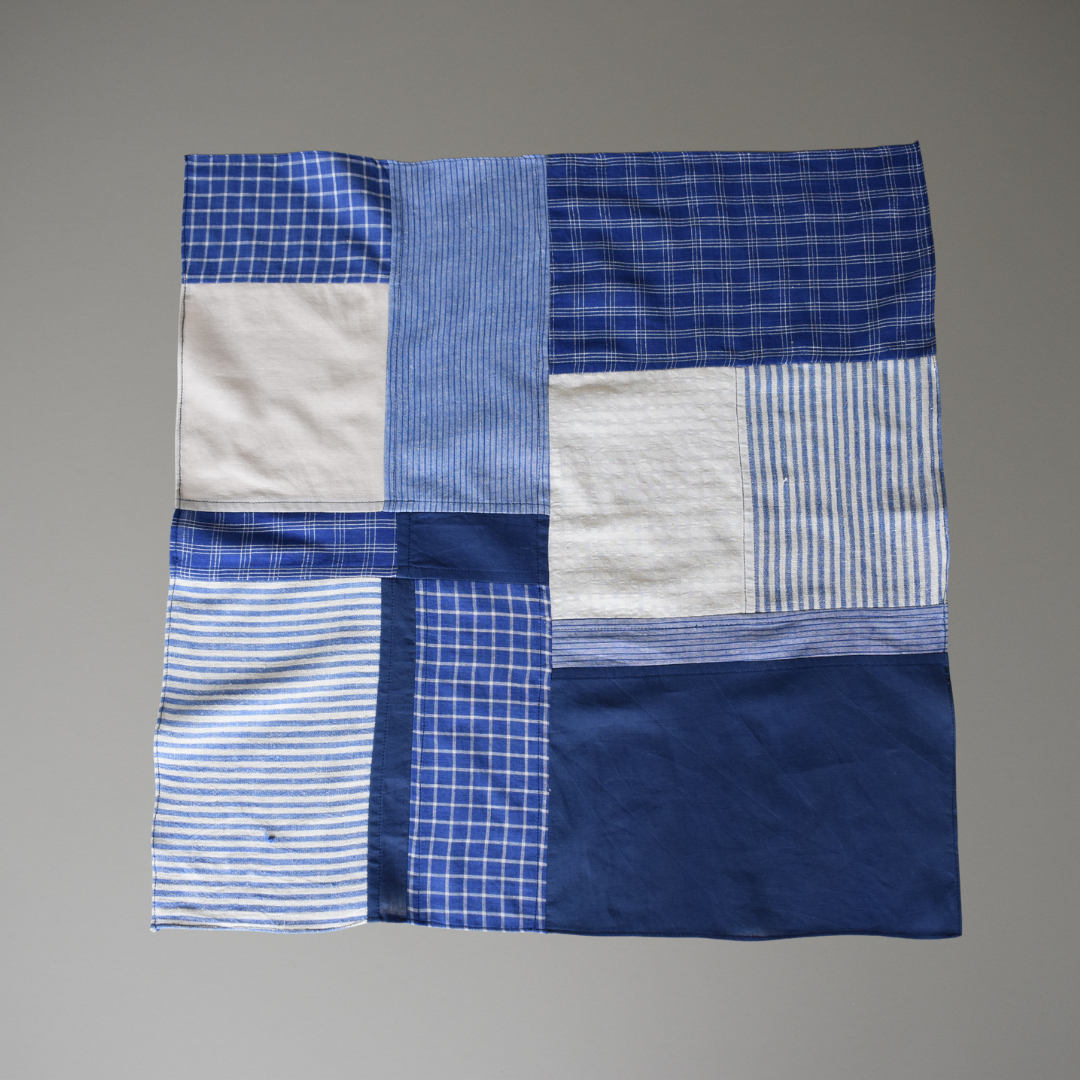 Patchwork Scarf No.07. Cornflower Blues. Square.