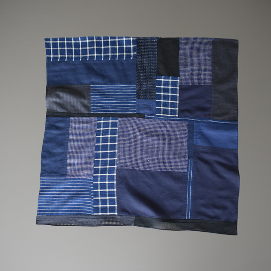Patchwork Scarf No.09. Indigo Blues. Square.