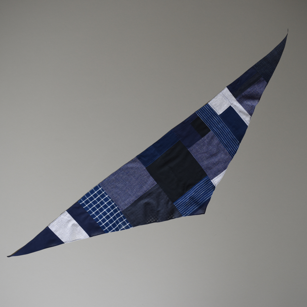 Patchwork Scarf No.08. Indigo Blues. Triangle.
