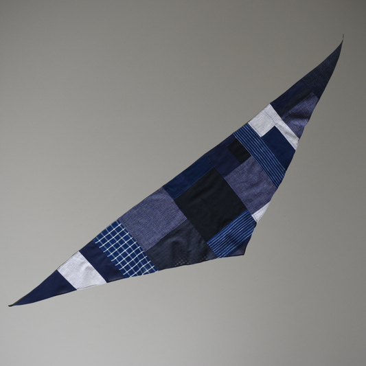Patchwork Scarf No.08. Indigo Blues. Triangle.