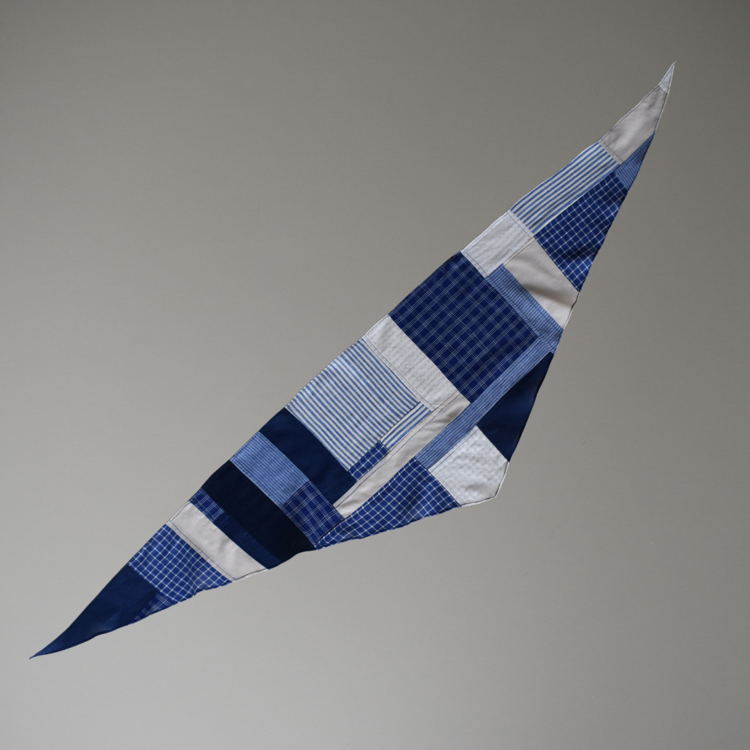 Patchwork Scarf No.06. Cornflower Blues. Triangle.
