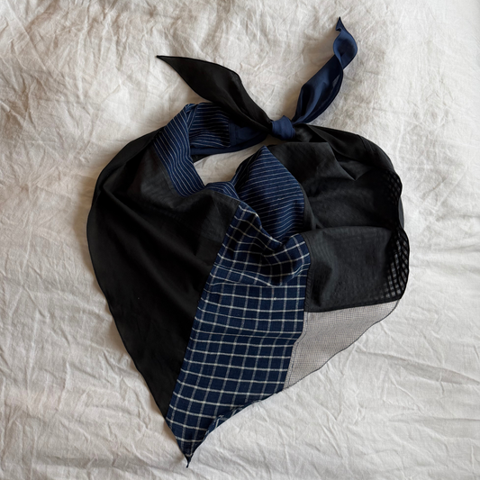 Indigo patchwork scarf